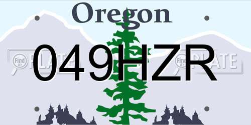 049HZR Oregon License Plate