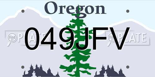 049JFV Oregon License Plate