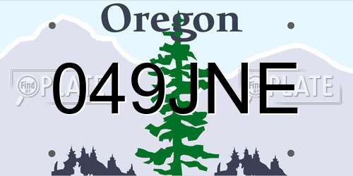 049JNE Oregon License Plate