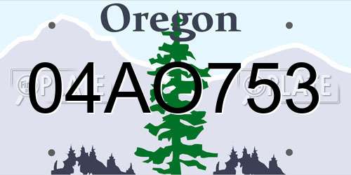 04AO753 Oregon License Plate