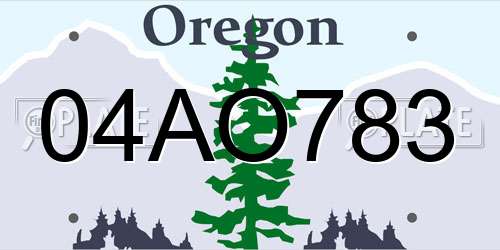04AO783 Oregon License Plate
