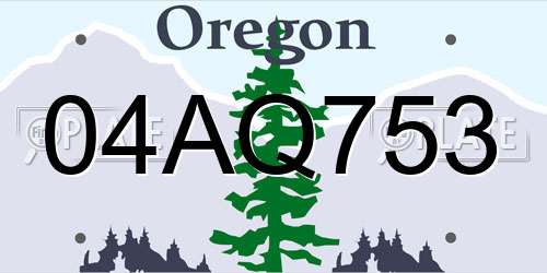 04AQ753 Oregon License Plate