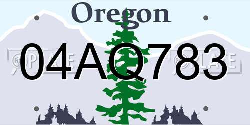 04AQ783 Oregon License Plate