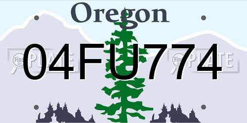 04FU774 Oregon License Plate