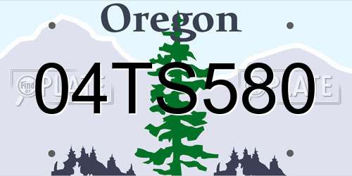 04TS580 Oregon License Plate
