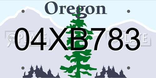 04XB783 Oregon License Plate
