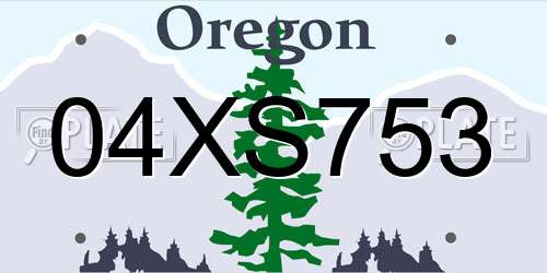 04XS753 Oregon License Plate
