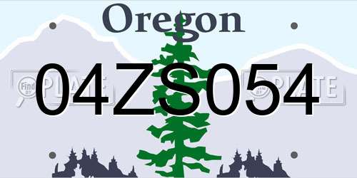 04ZS054 Oregon License Plate