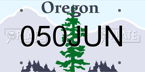 050JUN Oregon License Plate