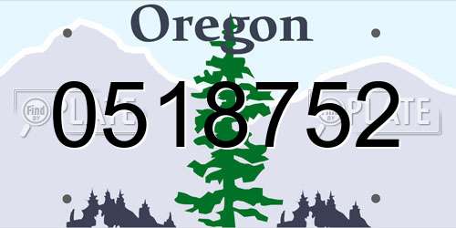 0518752 Oregon License Plate