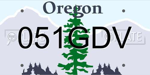 051GDV Oregon License Plate