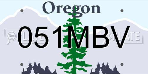 051MBV Oregon License Plate