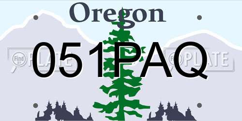 051PAQ Oregon License Plate