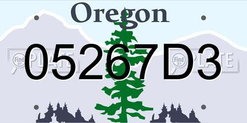05267D3 Oregon License Plate