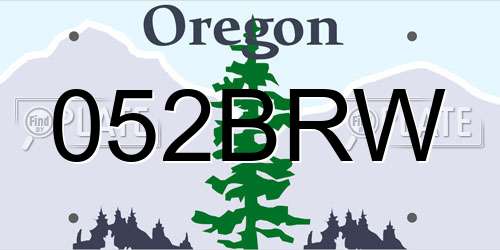 052BRW Oregon License Plate