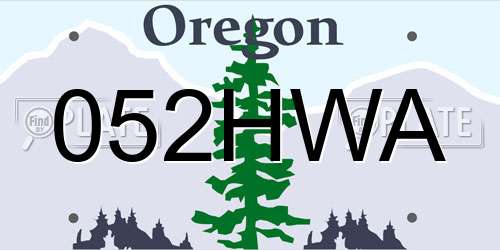 052HWA Oregon License Plate