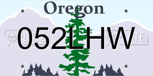 052LHW Oregon License Plate