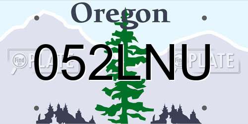 052LNU Oregon License Plate