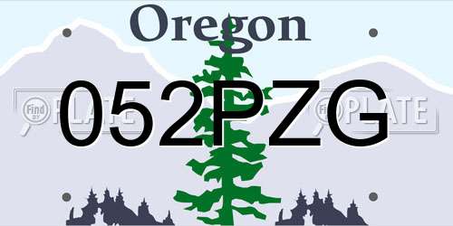 052PZG Oregon License Plate