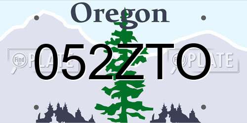 052ZTO Oregon License Plate