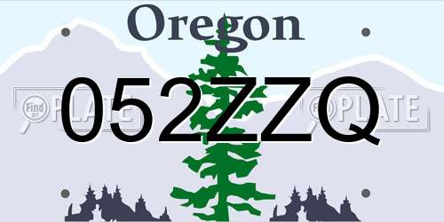 052ZZQ Oregon License Plate