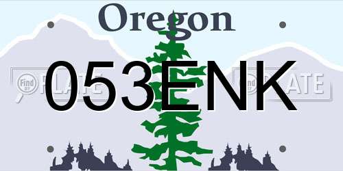 053ENK Oregon License Plate