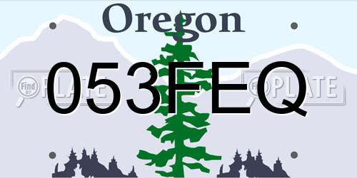 053FEQ Oregon License Plate
