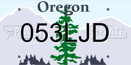053LJD Oregon License Plate