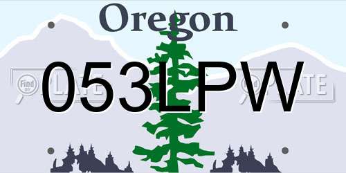 053LPW Oregon License Plate