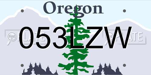 053LZW Oregon License Plate