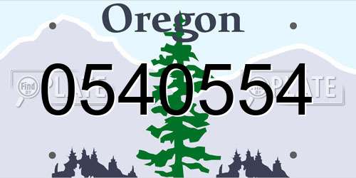 0540554 Oregon License Plate