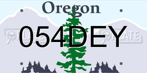 054DEY Oregon License Plate