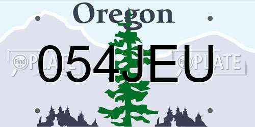 054JEU Oregon License Plate