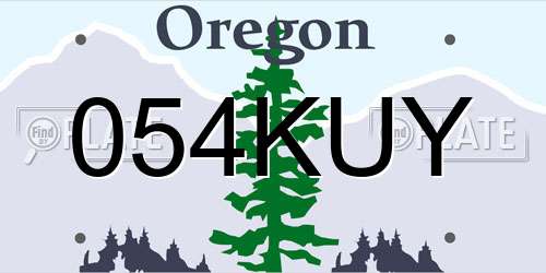 054KUY Oregon License Plate