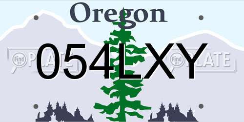 054LXY Oregon License Plate