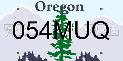 054MUQ Oregon License Plate