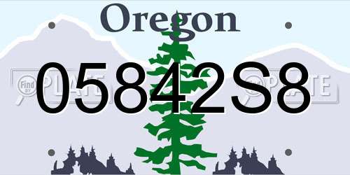 05842S8 Oregon License Plate