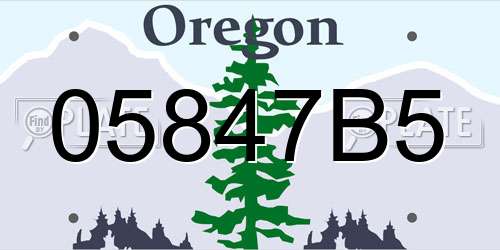05847B5 Oregon License Plate