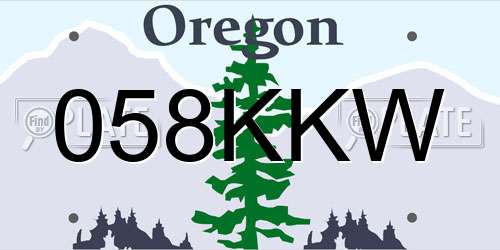 058KKW Oregon License Plate