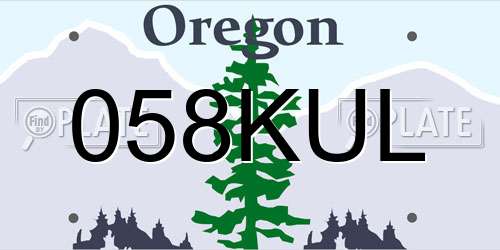 058KUL Oregon License Plate