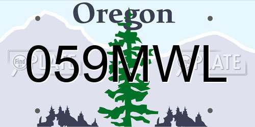 059MWL Oregon License Plate