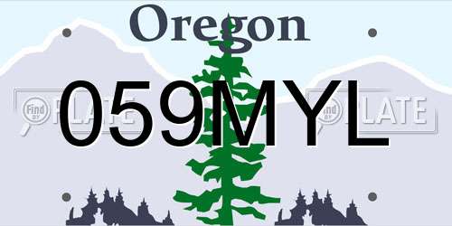 059MYL Oregon License Plate