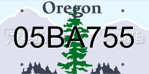 05BA755 Oregon License Plate