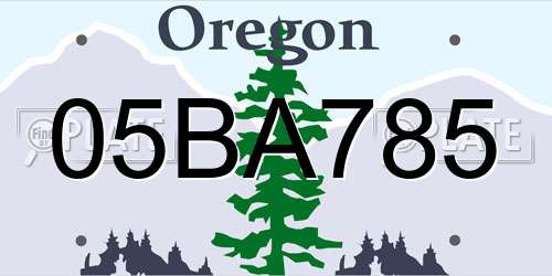 05BA785 Oregon License Plate