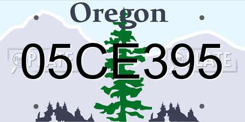 05CE395 Oregon License Plate
