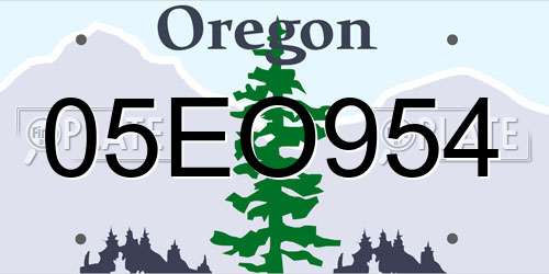 05EO954 Oregon License Plate