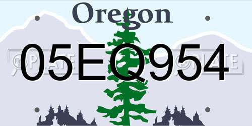 05EQ954 Oregon License Plate