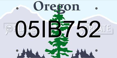 05IB752 Oregon License Plate