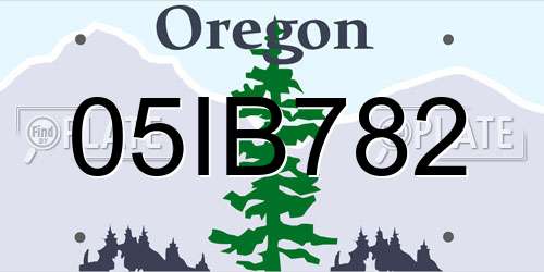 05IB782 Oregon License Plate