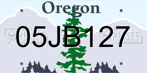 05JB127 Oregon License Plate